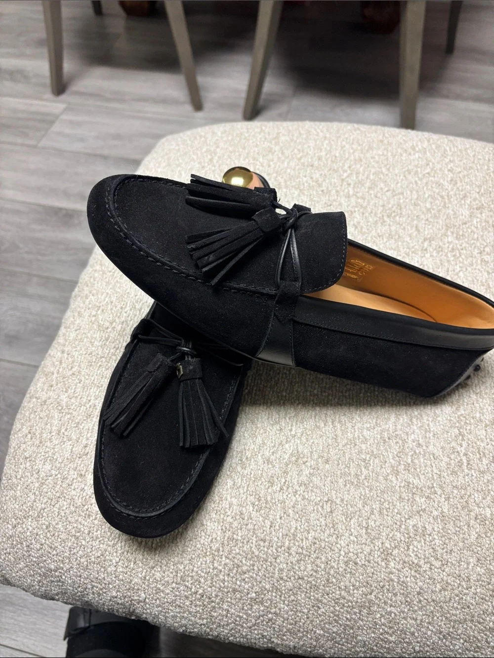 Black Suede Tassel Loafers for Men